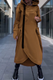 Purple Casual Pocket Zipper Hooded Long Sleeve Irregular High-Low Hem Sweatshirt Dress