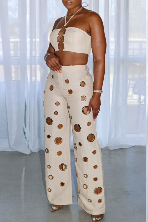Mineral Wash Halter Neck Crop Top And Pants Sets