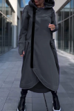 Purple Casual Pocket Zipper Hooded Long Sleeve Irregular High-Low Hem Sweatshirt Dress