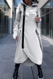 Purple Casual Pocket Zipper Hooded Long Sleeve Irregular High-Low Hem Sweatshirt Dress