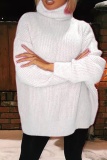 Purple Casual Loose Turtleneck Long Sleeve Fall Winter Knitted Sweater Tops