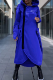Purple Casual Pocket Zipper Hooded Long Sleeve Irregular High-Low Hem Sweatshirt Dress