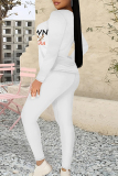 Black Sportwear Letter Print Round Neck Long Sleeve Sweatshirt and Pencil Sweatpants Fall Winter Two Pieces Sweatsuits Sets