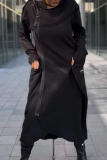 Purple Casual Pocket Zipper Hooded Long Sleeve Irregular High-Low Hem Sweatshirt Dress