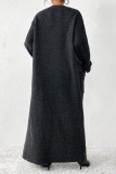 Black Casual Pocket Long Sleeve Fall Winter Long Knitted Sweater Cardigan Outerwear Coats