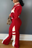 Black Sportwear Casual Striped Contrast Zip-up Stand Collar Long Sleeve Jacket and Straight Leg Sweatpants Fall Winter Two Pieces Sweatsuit Sets