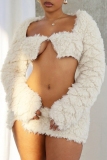Mint Green Skinny Party Club Vacation Sexy Hot Square Neck Long Sleeve Crop Tops and Mini Skirts Fur Two Pieces Dress Sets