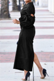 White Puff Sleeves with Cut-Out High Neck Slim Fit Wedding Guests Evening Parties Ruched Maxi Dress