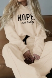 Navy Blue Loose Sportwear Casual Letter Print Hooded Long Sleeve Sweatshirt and Wide Leg Sweatpants Fall Winter Two Pieces Sweatsuits Sets