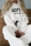 Navy Blue Loose Sportwear Casual Letter Print Hooded Long Sleeve Sweatshirt and Wide Leg Sweatpants Fall Winter Two Pieces Sweatsuits Sets