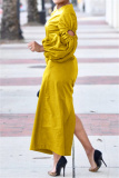White Puff Sleeves with Cut-Out High Neck Slim Fit Wedding Guests Evening Parties Ruched Maxi Dress