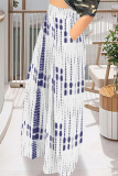 Multicolor Casual Street Geometric Abstract Print Pocket Contrast Loose High Waist Wide Leg Pants Bottoms