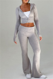 Pink Bodycon Casual Hooded Zip-up Long Sleeve Short Jacket and Flare Leg Pants Fall Winter Two Pieces Sweatsuit Sets