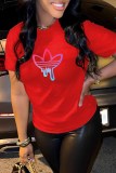 Blue Casual Graphic Print Round Neck Short Sleeve T-Shirts Tops