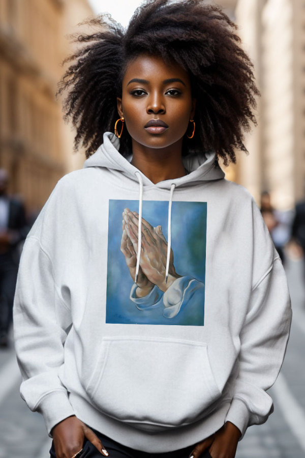 White Casual Hand Print Draw String Hooded Collar Long Sleeve Fall Winter Sweatshirts Tops