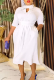 Turmeric Formal Office Evening Cocktail Beading Half A Turtleneck Half Sleeve Hollow Out Formal Cocktail A Line Plus Size Pleated Maxi Dress