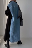 Apricot Long Sleeve Contrast Panel Oversized Graphic Sweatshirt Denim Maxi Dress