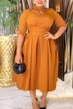 Turmeric Formal Office Evening Cocktail Beading Half A Turtleneck Half Sleeve Hollow Out Formal Cocktail A Line Plus Size Pleated Maxi Dress