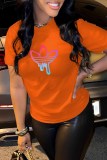 Blue Casual Graphic Print Round Neck Short Sleeve T-Shirts Tops