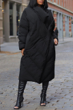 Black White Duck Down Long Sleeve Turndown Collar Mid-length Over-the-knee Fall Winter Down Jackets Coats