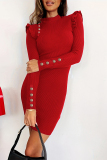 Black Half A Turtleneck High Neck Long Sleeve Buttons Ruffle Wrapped Skirt Evening Night Out Bodycon Mini Dress
