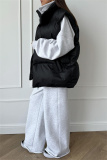 Apricot Casual Zipper Stand Mandarin Collar Sleeveless Fall Winter Padded Waistcoats Outerwear