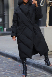 Black White Duck Down Long Sleeve Turndown Collar Mid-length Over-the-knee Fall Winter Down Jackets Coats
