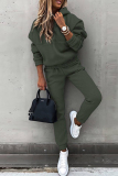 Blue Sportwear Casual Hooded Long Sleeve Sweatshirt and Pencil Sweatpants Fall Winter Two Pieces Sweatsuits Sets