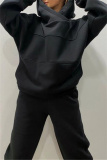 Grey Sportwear Loose Casual Hooded Long Sleeve Sweatshirt and Pencil Sweatpants Fall Winter Two Pieces Sweatsuits Sets