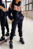 Green Sportwear Contrast Loose Casual Hooded Long Sleeve Sweatshirt and Pencil Sweatpants Fall Winter Two Pieces Sweatsuits Sets