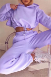 White Sportwear Casual Letter Print Hooded Long Sleeve Drawstring Hem Sweatshirt and Sweatpants Fall Winter Two Pieces Sweatsuits Sets