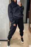 Grey Sportwear Loose Casual Hooded Long Sleeve Sweatshirt and Pencil Sweatpants Fall Winter Two Pieces Sweatsuits Sets
