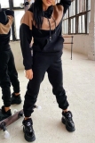 Green Sportwear Contrast Loose Casual Hooded Long Sleeve Sweatshirt and Pencil Sweatpants Fall Winter Two Pieces Sweatsuits Sets