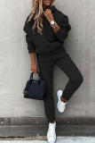 Blue Sportwear Casual Hooded Long Sleeve Sweatshirt and Pencil Sweatpants Fall Winter Two Pieces Sweatsuits Sets