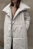 Off-white Casual Cardigan With Belt Lapel Turndown Collar Fall Winter Long Padded Jacket Coats Outerwear