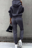 Blue Sportwear Casual Hooded Long Sleeve Sweatshirt and Pencil Sweatpants Fall Winter Two Pieces Sweatsuits Sets