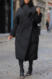 Black White Duck Down Long Sleeve Turndown Collar Mid-length Over-the-knee Fall Winter Down Jackets Coats
