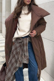 Off-white Casual Cardigan With Belt Lapel Turndown Collar Fall Winter Long Padded Jacket Coats Outerwear