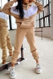 Green Sportwear Contrast Loose Casual Hooded Long Sleeve Sweatshirt and Pencil Sweatpants Fall Winter Two Pieces Sweatsuits Sets