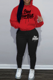 White Blue Sportwear Casual Letter Print Hooded Long Sleeve Sweatshirt and Pencil Sweatpants Fall Winter Two Pieces Sweatsuits Sets