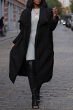Black White Duck Down Long Sleeve Turndown Collar Mid-length Over-the-knee Fall Winter Down Jackets Coats
