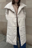 Off-white Casual Cardigan With Belt Lapel Turndown Collar Fall Winter Long Padded Jacket Coats Outerwear