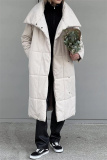 Off-white Casual Cardigan With Belt Lapel Turndown Collar Fall Winter Long Padded Jacket Coats Outerwear