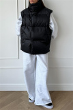 Apricot Casual Zipper Stand Mandarin Collar Sleeveless Fall Winter Padded Waistcoats Outerwear