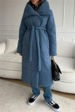 Off-white Casual Cardigan With Belt Lapel Turndown Collar Fall Winter Long Padded Jacket Coats Outerwear