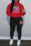 White Blue Sportwear Casual Letter Girl Print Hooded Long Sleeve Sweatshirt and Pencil Sweatpants Fall Winter Two Pieces Sweatsuits Sets