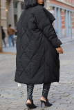 Black White Duck Down Long Sleeve Turndown Collar Mid-length Over-the-knee Fall Winter Down Jackets Coats