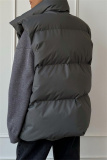 Apricot Casual Zipper Stand Mandarin Collar Sleeveless Fall Winter Padded Waistcoats Outerwear