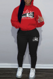 White Blue Sportwear Casual Letter Eye Print Hooded Long Sleeve Sweatshirt and Pencil Sweatpants Fall Winter Two Pieces Sweatsuits Sets