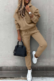 Blue Sportwear Casual Hooded Long Sleeve Sweatshirt and Pencil Sweatpants Fall Winter Two Pieces Sweatsuits Sets